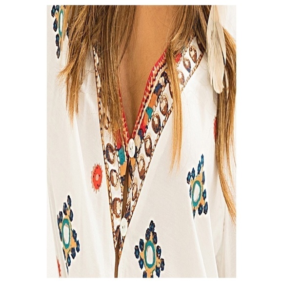 Boho Geometric Print Romper with Tassels - Picture 3 of 7